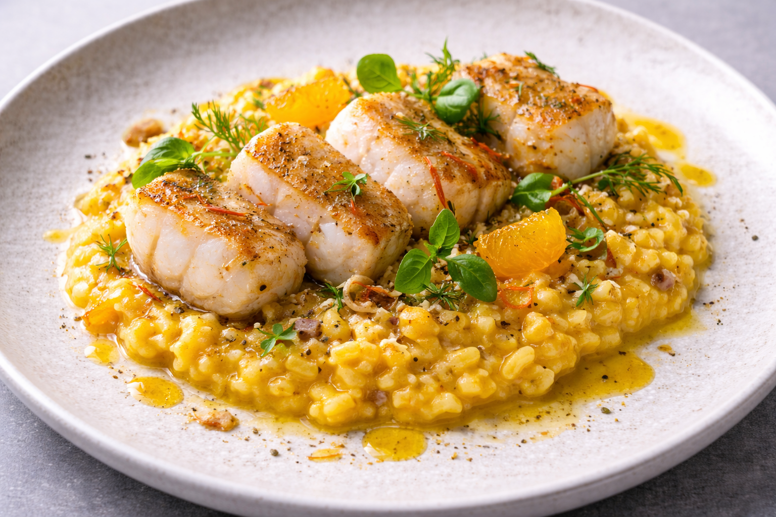 Seeteufel%20im%20Orangenöl%20mit%20Panko Mandel Kruste,%20Buttermousseline%20und%20Safranrisotto.PNG